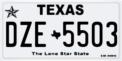 TX license plate DZE5503
