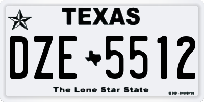 TX license plate DZE5512
