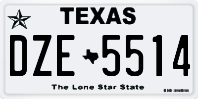 TX license plate DZE5514