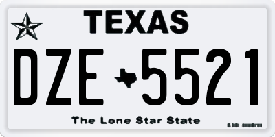 TX license plate DZE5521