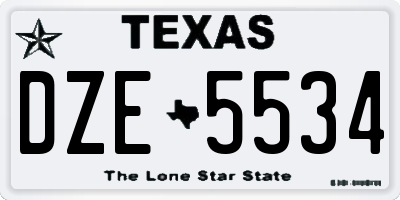 TX license plate DZE5534
