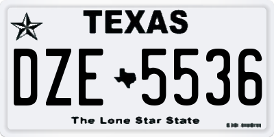 TX license plate DZE5536