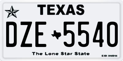 TX license plate DZE5540