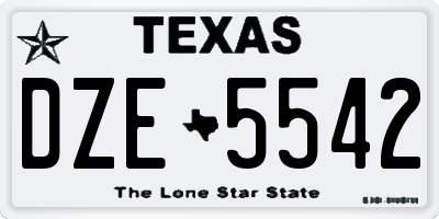 TX license plate DZE5542