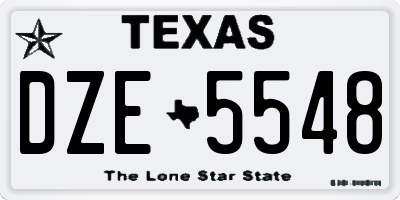 TX license plate DZE5548