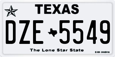 TX license plate DZE5549