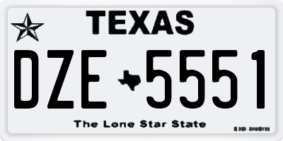 TX license plate DZE5551