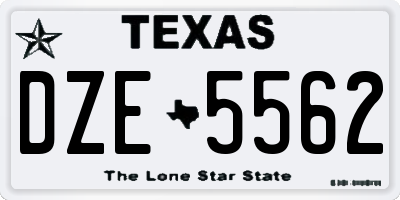 TX license plate DZE5562
