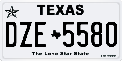 TX license plate DZE5580