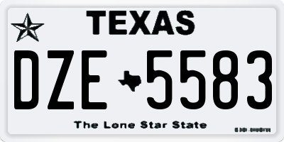 TX license plate DZE5583