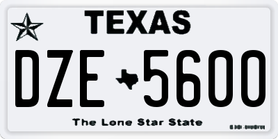 TX license plate DZE5600