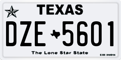 TX license plate DZE5601