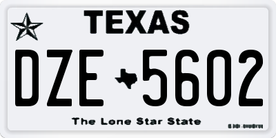 TX license plate DZE5602