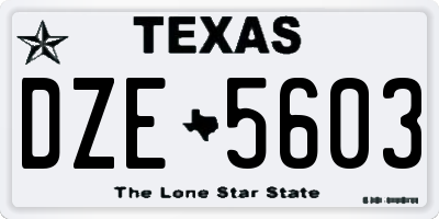 TX license plate DZE5603