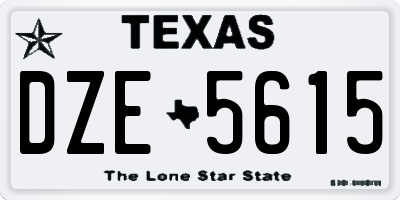 TX license plate DZE5615