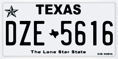 TX license plate DZE5616