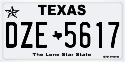 TX license plate DZE5617