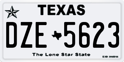 TX license plate DZE5623