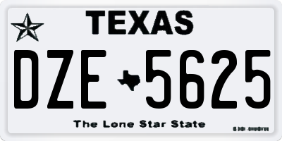TX license plate DZE5625