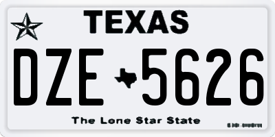 TX license plate DZE5626
