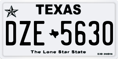 TX license plate DZE5630
