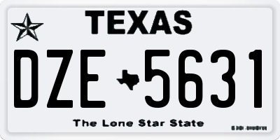 TX license plate DZE5631