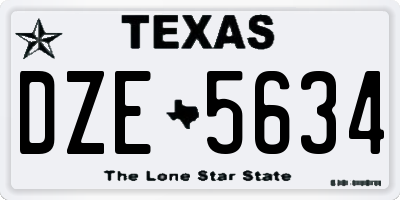 TX license plate DZE5634
