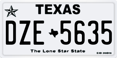 TX license plate DZE5635