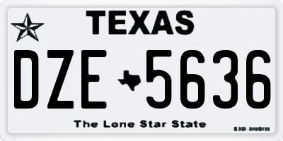 TX license plate DZE5636