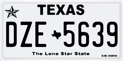 TX license plate DZE5639