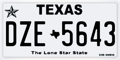 TX license plate DZE5643