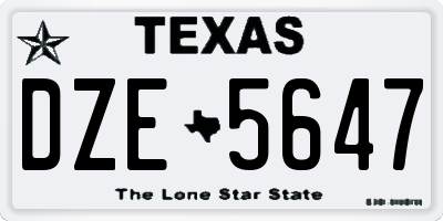 TX license plate DZE5647
