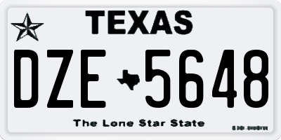 TX license plate DZE5648