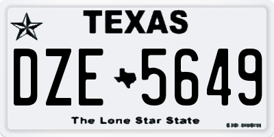 TX license plate DZE5649