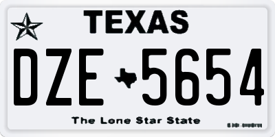 TX license plate DZE5654