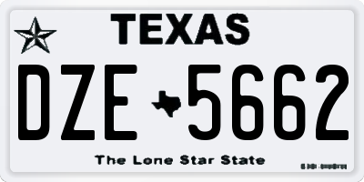 TX license plate DZE5662