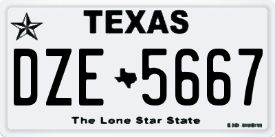 TX license plate DZE5667