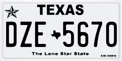 TX license plate DZE5670