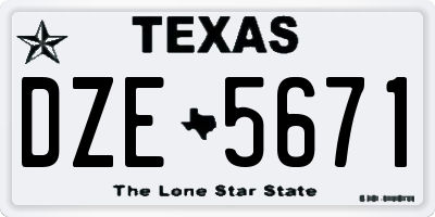 TX license plate DZE5671