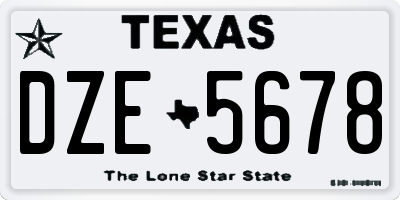 TX license plate DZE5678