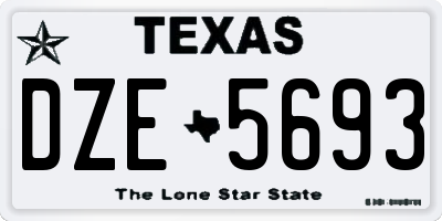 TX license plate DZE5693