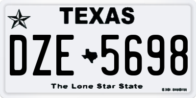 TX license plate DZE5698