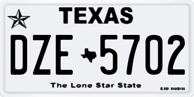 TX license plate DZE5702