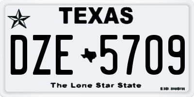 TX license plate DZE5709