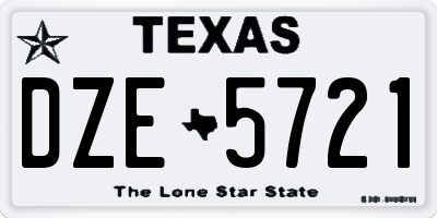 TX license plate DZE5721