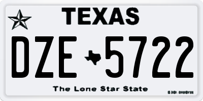 TX license plate DZE5722