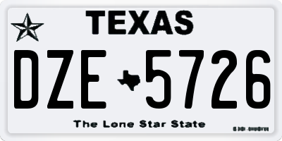 TX license plate DZE5726