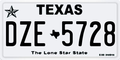 TX license plate DZE5728