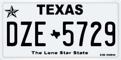 TX license plate DZE5729