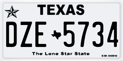 TX license plate DZE5734